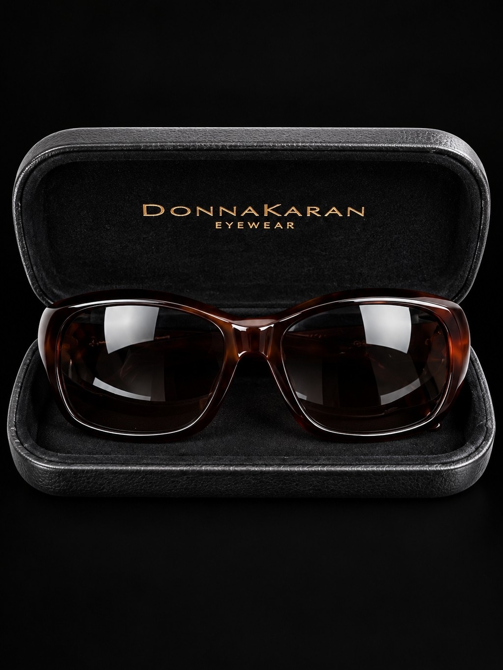 Vintage 80s DONNA KARAN Oversized Tortoise Sunglasses 100-303 56-18-140 w/ Case